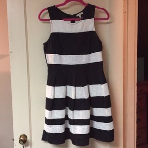 Black and White Striped Structured Dress